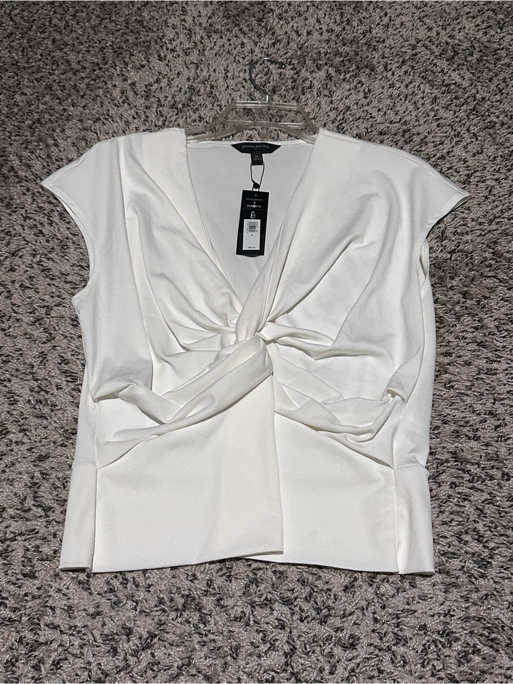 Banana Republic Cream Twist-Knot Cap Sleeve Top